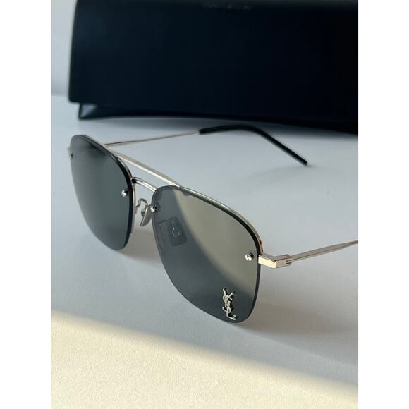 NEW Saint Laurent SL309M Aviator Sunglasses in Silver Grey - Picture 9 of 9